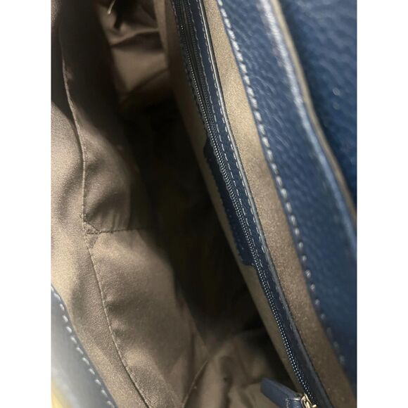 IVANKA TRUMP Claudia Twilight Blue Suede Leather Saddle Bag Style Tote Wallet - Picture 9 of 12